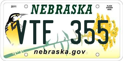 NE license plate VTF355