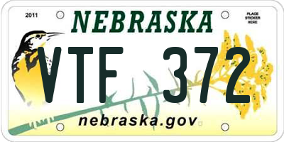 NE license plate VTF372