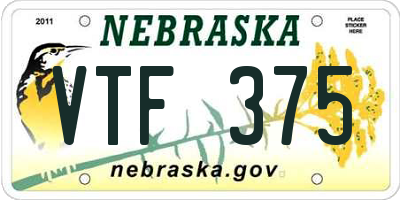 NE license plate VTF375