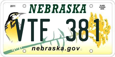 NE license plate VTF381