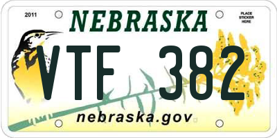 NE license plate VTF382