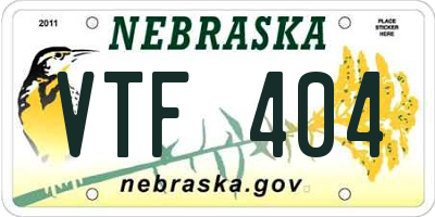 NE license plate VTF404