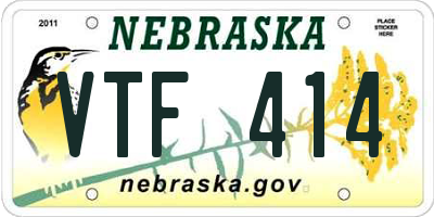 NE license plate VTF414