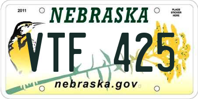 NE license plate VTF425