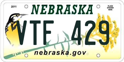 NE license plate VTF429