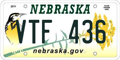 NE license plate VTF436