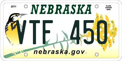 NE license plate VTF450