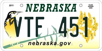 NE license plate VTF451