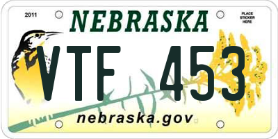 NE license plate VTF453