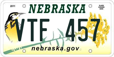 NE license plate VTF457