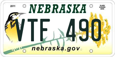 NE license plate VTF490