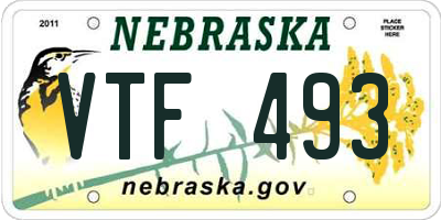 NE license plate VTF493