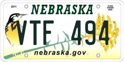 NE license plate VTF494