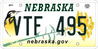 NE license plate VTF495