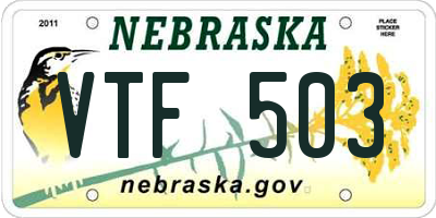 NE license plate VTF503