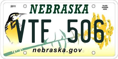 NE license plate VTF506