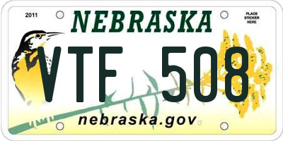NE license plate VTF508