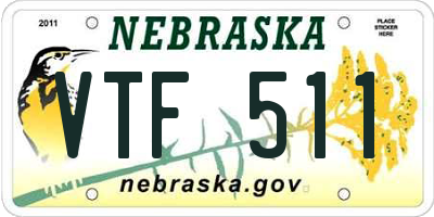 NE license plate VTF511