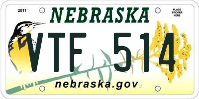 NE license plate VTF514