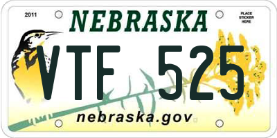 NE license plate VTF525