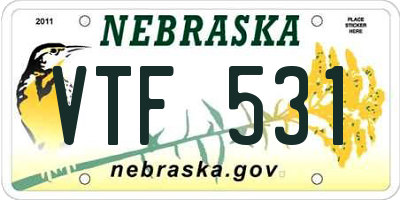 NE license plate VTF531