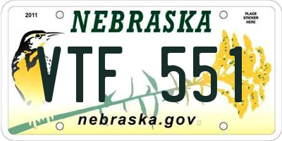 NE license plate VTF551