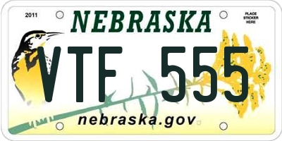 NE license plate VTF555