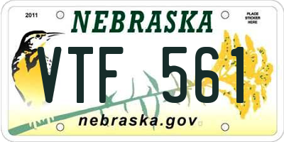 NE license plate VTF561