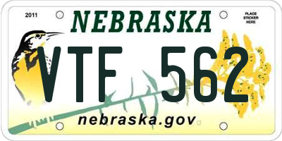 NE license plate VTF562