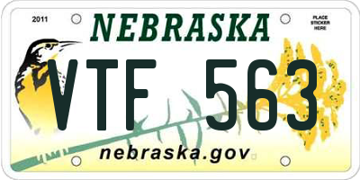 NE license plate VTF563
