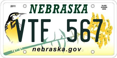 NE license plate VTF567