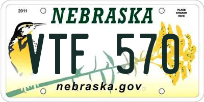 NE license plate VTF570