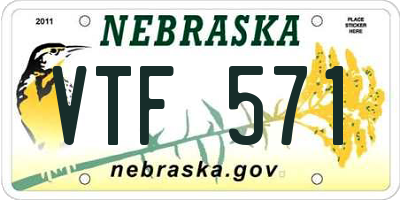 NE license plate VTF571