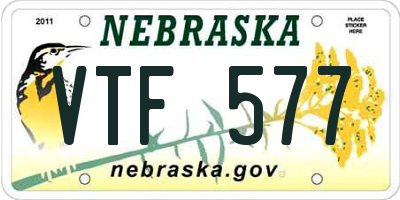 NE license plate VTF577