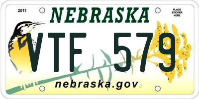 NE license plate VTF579