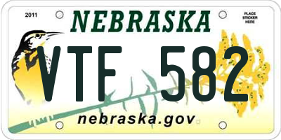 NE license plate VTF582