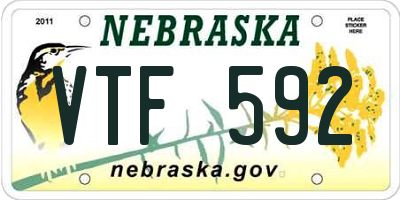 NE license plate VTF592