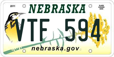 NE license plate VTF594