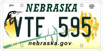 NE license plate VTF595