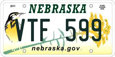 NE license plate VTF599