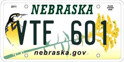 NE license plate VTF601