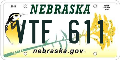 NE license plate VTF611