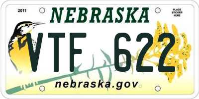NE license plate VTF622