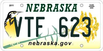 NE license plate VTF623