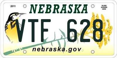 NE license plate VTF628