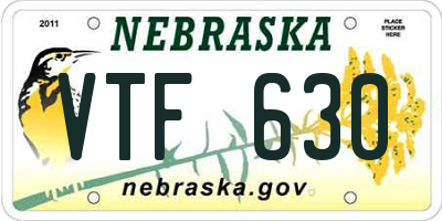 NE license plate VTF630