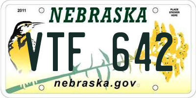 NE license plate VTF642