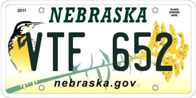 NE license plate VTF652