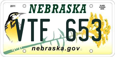 NE license plate VTF653