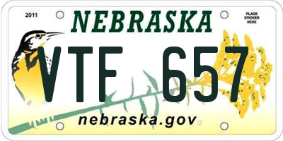 NE license plate VTF657